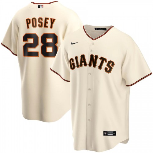 Men's San Francisco Giants Buster Posey #28 Nike Cream Home 2020 Jersey