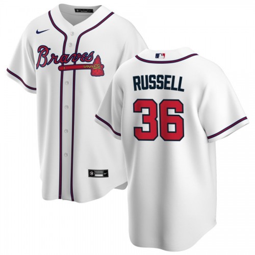 Men's Atlanta Braves James Russell #36 White Home 2020 Player Jersey