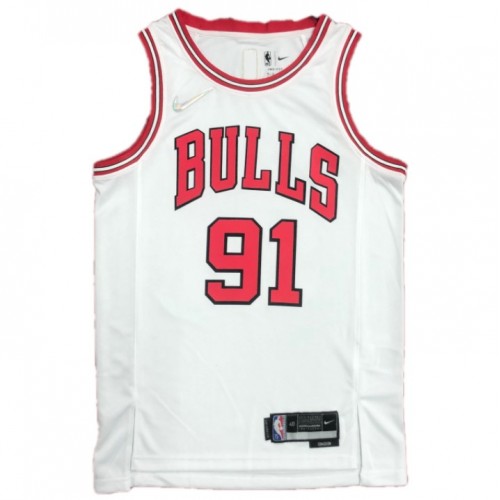 Men's Chicago Bulls Dennis Rodman #91 Nike White 2021/22 Swingman NBA Jersey - Icon Edition