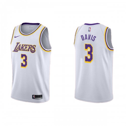 Men's Los Angeles Lakers Anthony Davis #3 White Swingman Jersey - Association Edition