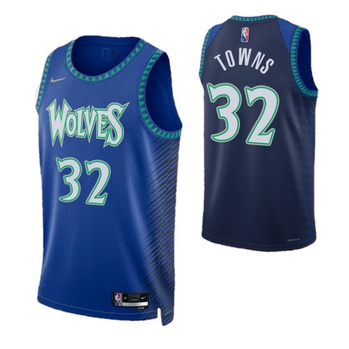 Men's Minnesota Timberwolves Towns #32 Nike Blue 2021/22 Swingman NBA Jersey - City Edition