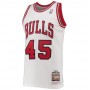 Men's Chicago Bulls Michael Jordan #45 Throwback Mitchell & Ness White 1994-95 Hardwood Classics Player Jersey