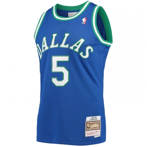 Men's Dallas Mavericks Jason Kidd #5 Throwback Mitchell & Ness Blue 1994-95 Hardwood Classics Jersey