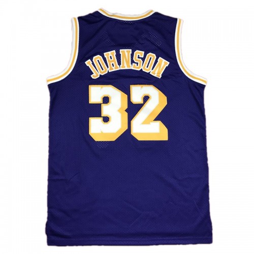 Men's Los Angeles Lakers Magic Johnson #32 Mitchell&Ness Purple 84-85 Hardwood Classics Jersey