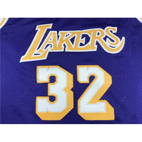 Men's Los Angeles Lakers Magic Johnson #32 Mitchell&Ness Purple 84-85 Hardwood Classics Jersey