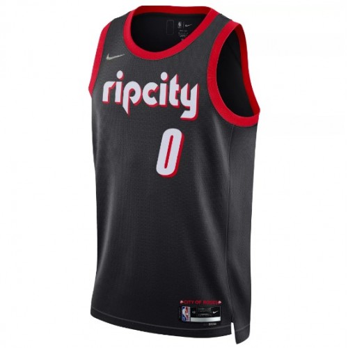 Men's Portland Trail Blazers Damian Lillard #0 Nike Black 2021/22 Swingman NBA Jersey - City Edition