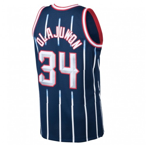 Men's Houston Rockets Hakeem Olajuwon Throwback Mitchell & Ness Navy 1996-97 Hardwood Classics Swingman Jersey