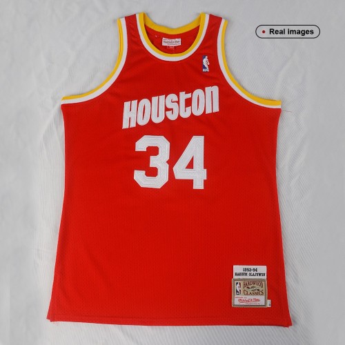 Men's Houston Rockets Hakeem Olajuwon Throwback Mitchell & Ness Red 1993-94 Hardwood Classics Swingman Jersey