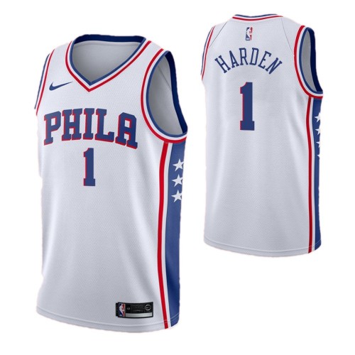 Men's Philadelphia 76ers James Harden #1 Nike White Swingman Jersey - Association Edition