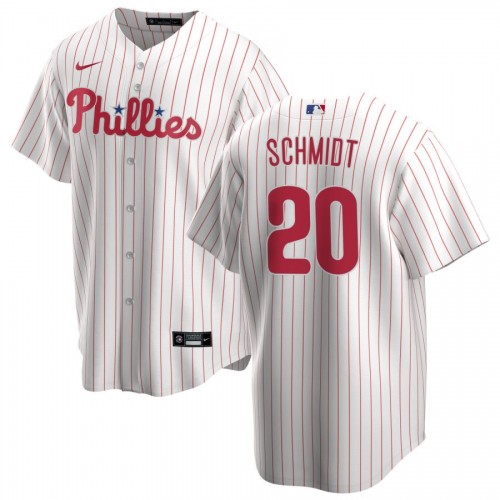 Men's Philadelphia Phillies Mike Schmidt #20 Nike White&Red Home 2020 Jersey