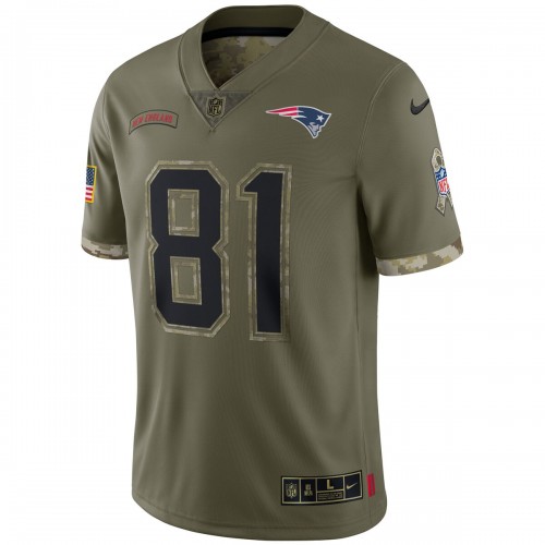 Randy Moss New England Patriots 2022 Salute To Service Retired Player Limited Jersey - Olive