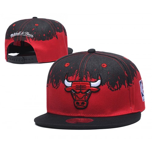 Mitchell & Ness Chicago Bulls Splatter Snapback Hat Cap Red/Black