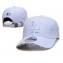 Los Angeles Dodgers Team Name on Visor Edge White on White Adjustable Hat